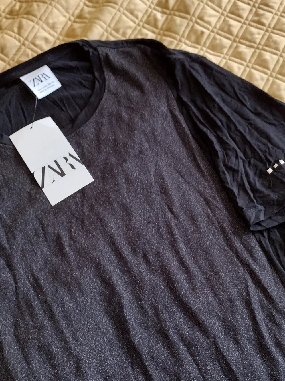 Zara Women's Black Crew Neck T-Shirt L Tall - Picture 7 of 7